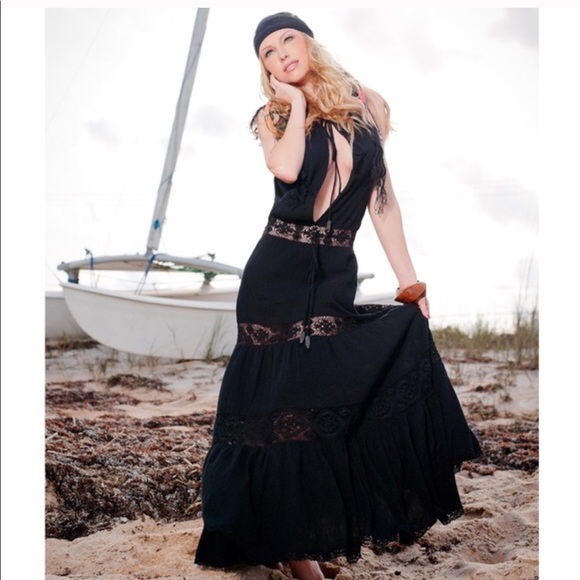 Michelle Jonas Hippie Gauze Maxi Dress in Black - Picture 11 of 11